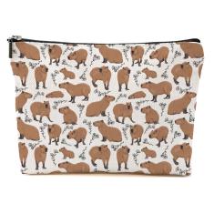 Bolsa de maquiagem Blue Leaves Cute Capivara Animal Lover Gifts