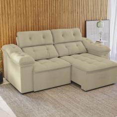 Sofá 260 cm Retrátil e Reclinável Sierra Bege