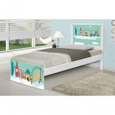 Cama Solteiro Adesivada Mundo Viagens