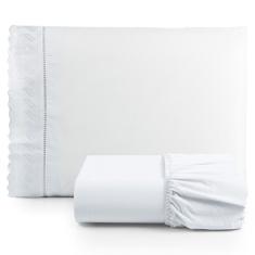 Jogo De Lençol Suave Lese Percal 180 Fios Solteiro 2 Peças Barato - Branco