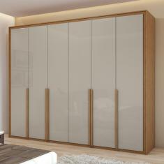 Guarda-roupa 6 Portas 6 Gavetas 100% Mdf Imperatore Amêndoa Clean-off White