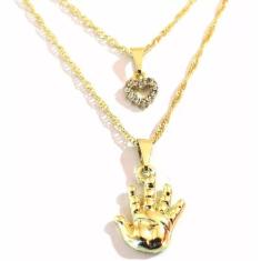 Cordão Colar Duplo Mão Massoterapia Folheado 18k - Milena Folheados