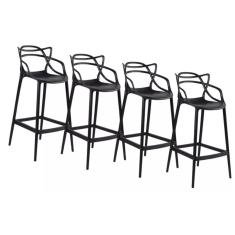 Conjunto c/4 Banqueta Allegra Alta Master Preta Cozinha Americana Balcão Polipropileno