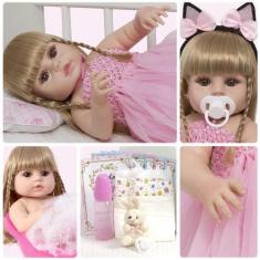Boneca Reborn Realista Loira Bailarina Coelhinha Kit Itens - Cegonha R