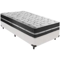 Cama Box Branco E Colchão Classic Preto Molas Ensacadas Solteiro Anjos