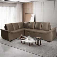 Sofá de Canto 6 Lugares Alphaville Siena Móveis Veludo Elefante - Hell