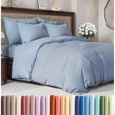 Conjunto de capa de edredom tamanho Queen – capa de edredom tamanho Queen extra macia 224 cm x 239 cm com 2 fronhas – Hotel de luxo, fácil de cuidar e não desbota com fechos de zíper e laços