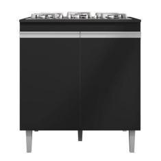 Balcão Cooktop Andréia 79cm com 2 Portas - AJL Móveis, Preto Fosco