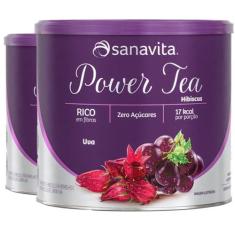 Kit 2 Power Tea Chá Hibiscus Uva 200G Sanavita
