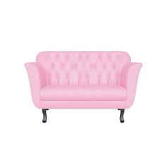 Namoradeira Decorativa Dália Suede Rosa Bebê 2 Lugares Pés Madeira Mz Decor