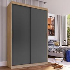 Guarda Roupa Solteiro 2 Portas Correr 2 Gavetas Tuco Yescasa Avena/Grafito