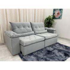 Sofá Retrátil Reclinável Las Vegas 2.30m – Prata Veludão