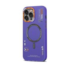 Capa de telefone magnética fosca para iphone 12 13 14 15 pro max carga sem fio fosco volta metal lente quadro botões capa, azul, para iphone 15 pro