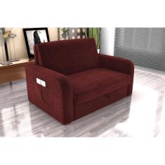 Sofá Cama Daiane Veludo Vinho E432 - Matrix