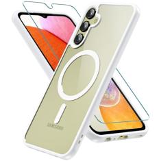 RC1WD Capa magnética para Samsung Galaxy A15, Samsung A15 5G com protetor de tela, [proteção contra quedas de grau militar] Capa protetora traseira transparente à prova de choque para Samsung A15