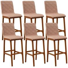 Kit 06 Banquetas Altas Zoe Linho Rosê