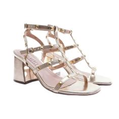 Sandália Glendale Salto em Bloco Cor:Dourado;Tamanho:36;Gênero:Feminino;Material:Sintético