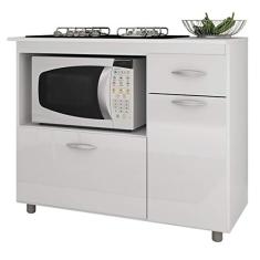 Balcão Completa Móveis Para Cooktop 5 Bocas E Microondas Branco