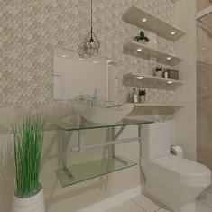 GABINETE DE VIDRO 40CM AC COM CUBA OVAL INCOLOR