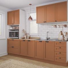 Cozinha Modulada 4 Peças 1 Torre Microondas 1 Aéreo 2 Balcões Arizona Cabecasa Madeiramadeira Branco/Terracota