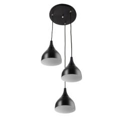 Lustre Pendente Aluminio Gota Triplo 21cm Preto - MARRYLUZ