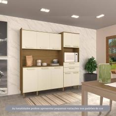 Cozinha Compacta 10 Portas E 2 Gavetas Com Tampo Luciane Móveis Carvalho Arenas