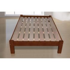 Cama Queen Size Turca de Madeira Maciça Angelim Pedra/Tauari - Cor Cas