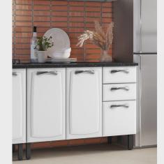 Balcão em Aço 120cm 3 Portas e 2 Gavetas com Tampo New Premium Itatiaia