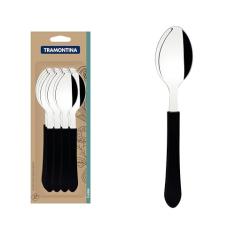 Conjunto De Colheres De Mesa Tramontina Leme Com Lâminas Em Aço Inox E Cabos De Polipropileno Preto 12 Peças