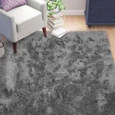 Tapete de Sala Felpudo Sedoso 1,50mx2,00m Cinza Casa Dona