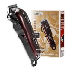 Máquina Cortar Cabelo Profissional Sem Fio Kemei Km-2600, Preto e Verm