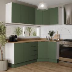 Cozinha Modulada 6 Peças com Tampo 3 Aéreos 6 Portas e 3 Balcões Ipane