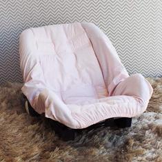 Capa de Bebê Conforto 100% Algodão - Rosa e Branco