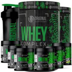 Kit 2x Suplemento em pó Whey Protein Complex + 2x Bcaa + 2x Glutamina 