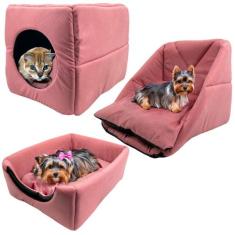 Cama 3em1 Suede Pequeno para Cachorro Gato Pet Cubo Toca Iglu - Supri 