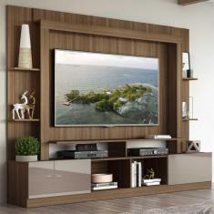 Rack Estante c/ Painel TV 65&quot; e 2 portas Oslo Multimóveis Madeirado/Lacca Fumê