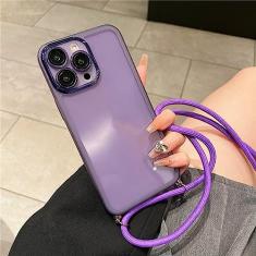 Armor Transparent Shockproof Crossbody Colar Cordão Transparente Estojo macio para iPhone 13 14 Pro Max 12 11 X XR 7 8 14Plus Capa, Roxo, para iphone 7Plus