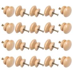 Bettomshin 25 peças puxadores redondos de madeira 34 x 25 mm/1,34" x 0,98" (DxA) móveis de armário cozinha verniz puxadores puxadores para gaveta de cômoda guarda-roupa material de madeira maciça