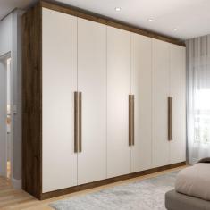 Guarda-Roupa Casal Madalena 6 Portas 6 Gavetas 100% Mdf Brauna Off White - Panorama Móveis