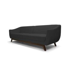 Sofá Ateneu 3 Lugares 210cm C05 material sintético Preto - Domi, Preto