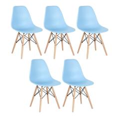 Kit - 5 x cadeiras Charles Eames Eiffel DSW - Base de madeira clara