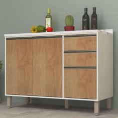 Balcão de Cozinha Madeira 120cm Línea Luciane Avelã, Avelã