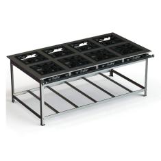 Fogão Industrial Inox 40x40 P10 8 Bocas Baixa Pressão 4 qs 4 qd - jl Colombo
