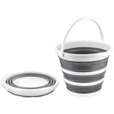 Balde Retratil 10L Branco Com Cinza Nobre