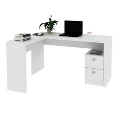 Escrivaninha/Mesa Escritório De Canto Com 2 Gavetas Multimóveis Vcr25032 Branco Branco