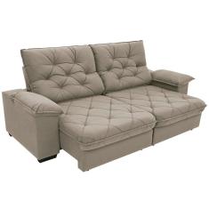 Sofá 4 Lugares Linoforte Luggero Retrátil E Reclinável Revestido Em Tecido Suede Com 230cm De Largura Areia