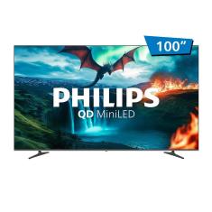 Smart TV QD-MiniLED 100" Ultra HD 4K Philips 100MLED800 com Google TV, Wi-Fi, Entradas HDMI e USB