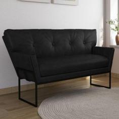 Sofá Namoradeira 2 Lug Industrial Pto Anitta Sintético PU Preto D03 - 