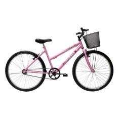 Bicicleta Aro 26 Feminina Mono Sem Marcha Com Cesta Saidx Rosa
