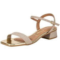 Sandália feminina salto grosso vizzano 6454111, Ouro, 37